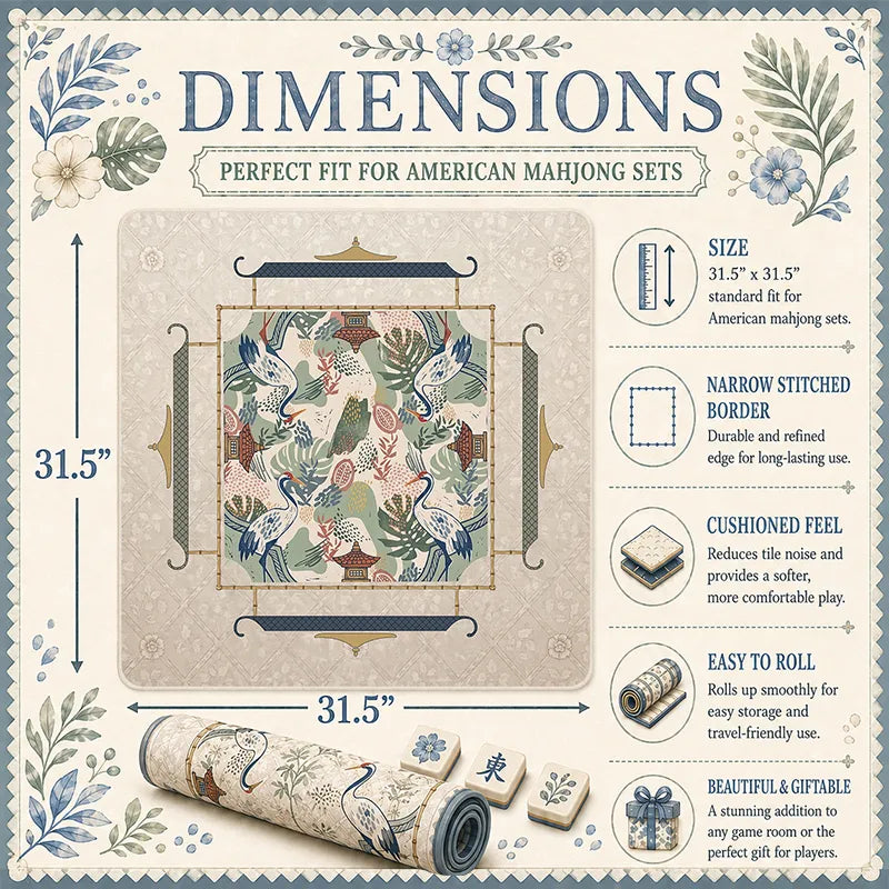 Elegant Crane Garden Mahjong Mat