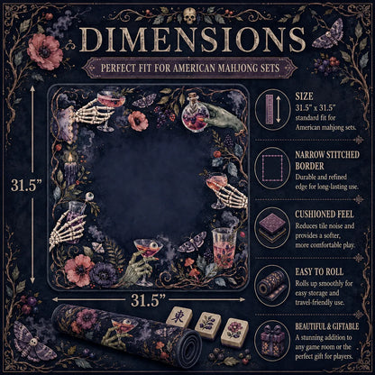 Midnight Botanical Halloween Mahjong Mat