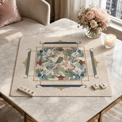 Elegant Crane Garden Mahjong Mat