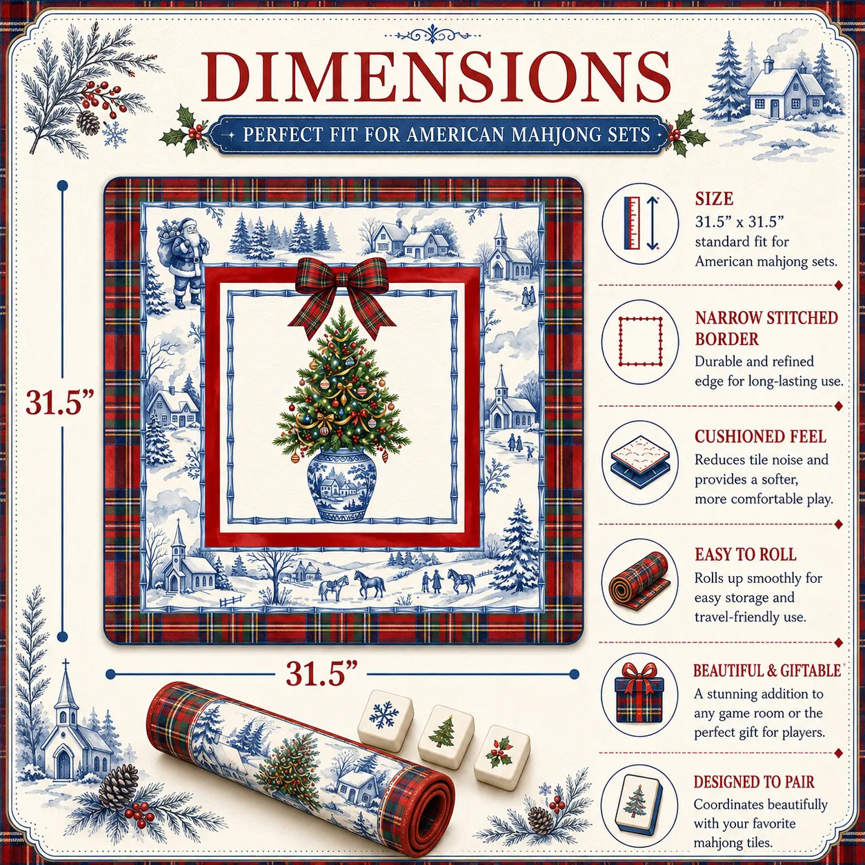 Chinoiserie Christmas Tree Mahjong Mat
