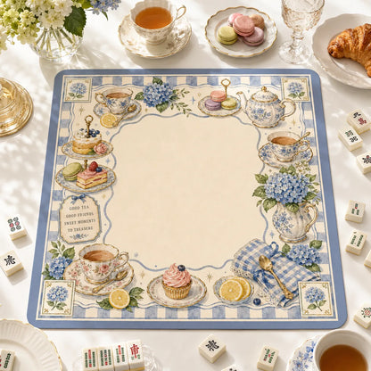 Blue Hydrangea Tea Party Mahjong Mat