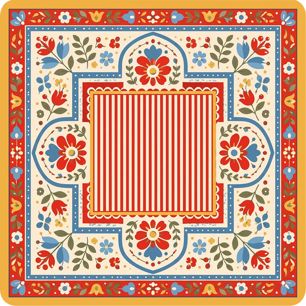 Vintage Folk Floral Mahjong Mat