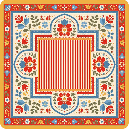 Vintage Folk Floral Mahjong Mat