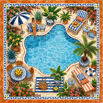 Mediterranean Poolside Mahjong Mat