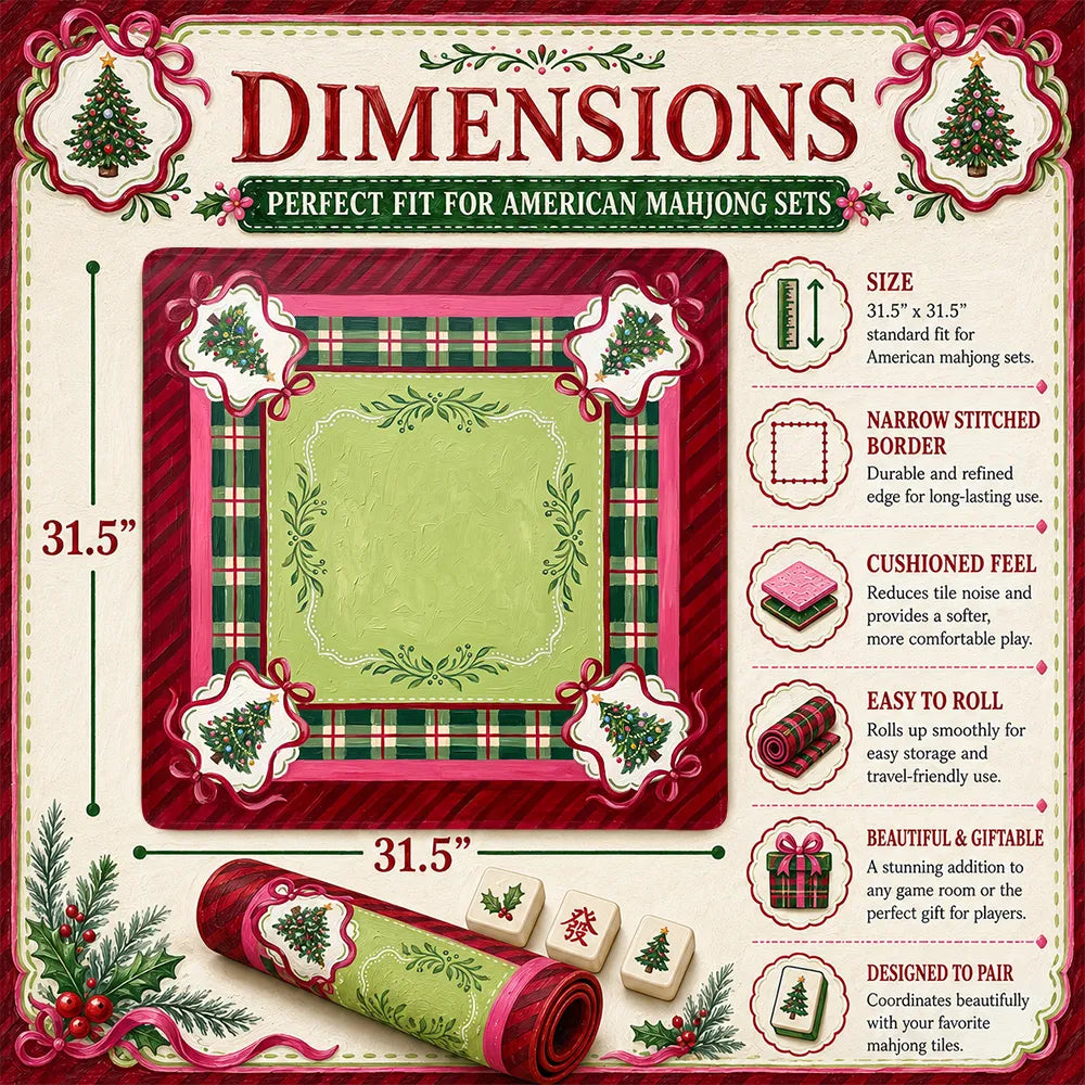 Merry Tartan Christmas Mahjong Mat