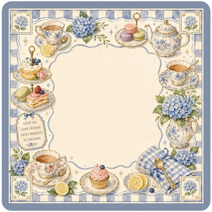 Blue Hydrangea Tea Party Mahjong Mat