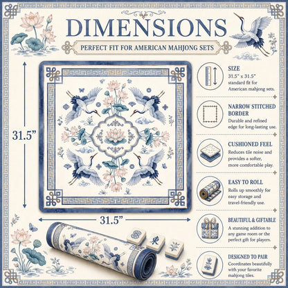 Elegant Crane & Lotus Mahjong Mat