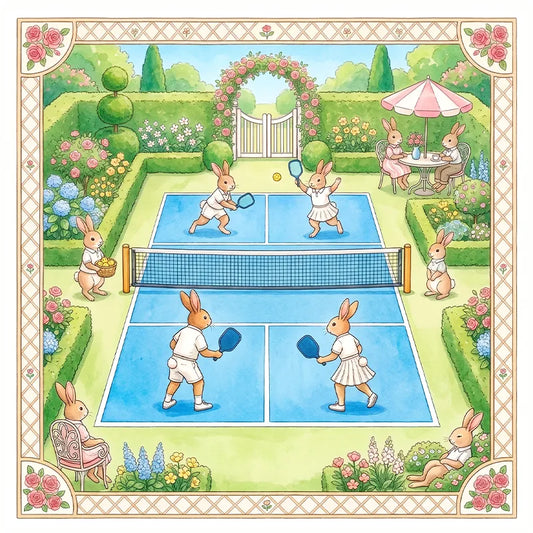 Garden Bunny Pickleball Mahjong Mat