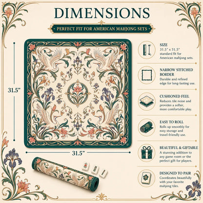 Elegant Crane Floral Mahjong Mat