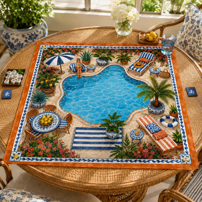 Mediterranean Poolside Mahjong Mat