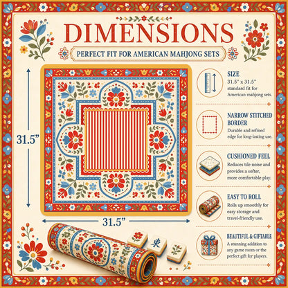 Vintage Folk Floral Mahjong Mat