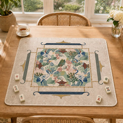 Elegant Crane Garden Mahjong Mat