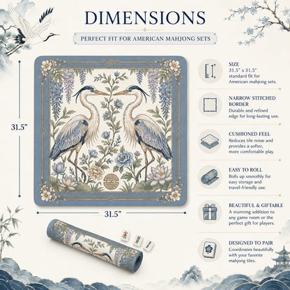 Elegant Blue Heron Mahjong Mat
