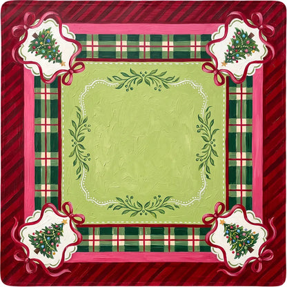 Merry Tartan Christmas Mahjong Mat