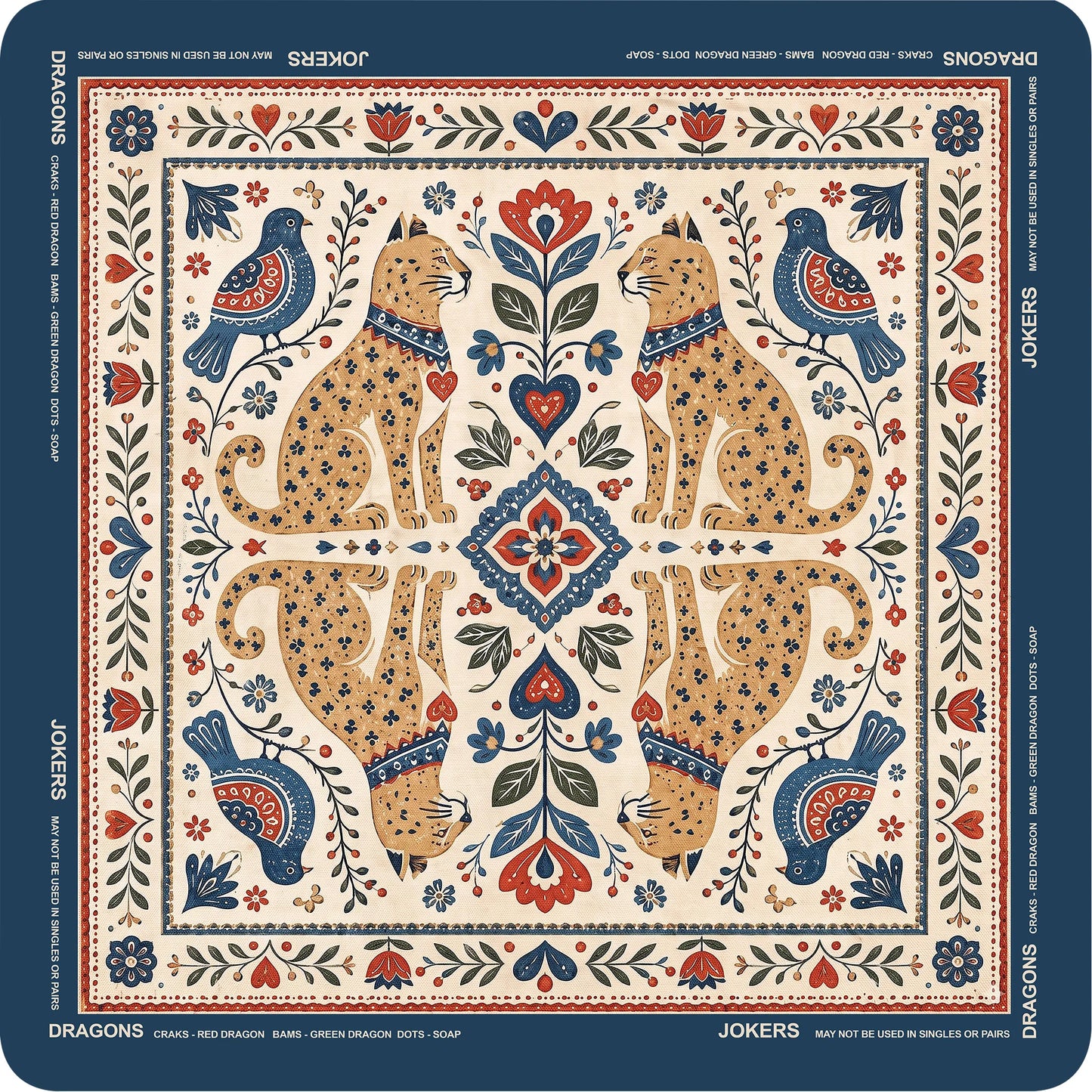 Vintage Folk Leopard Mahjong Mat