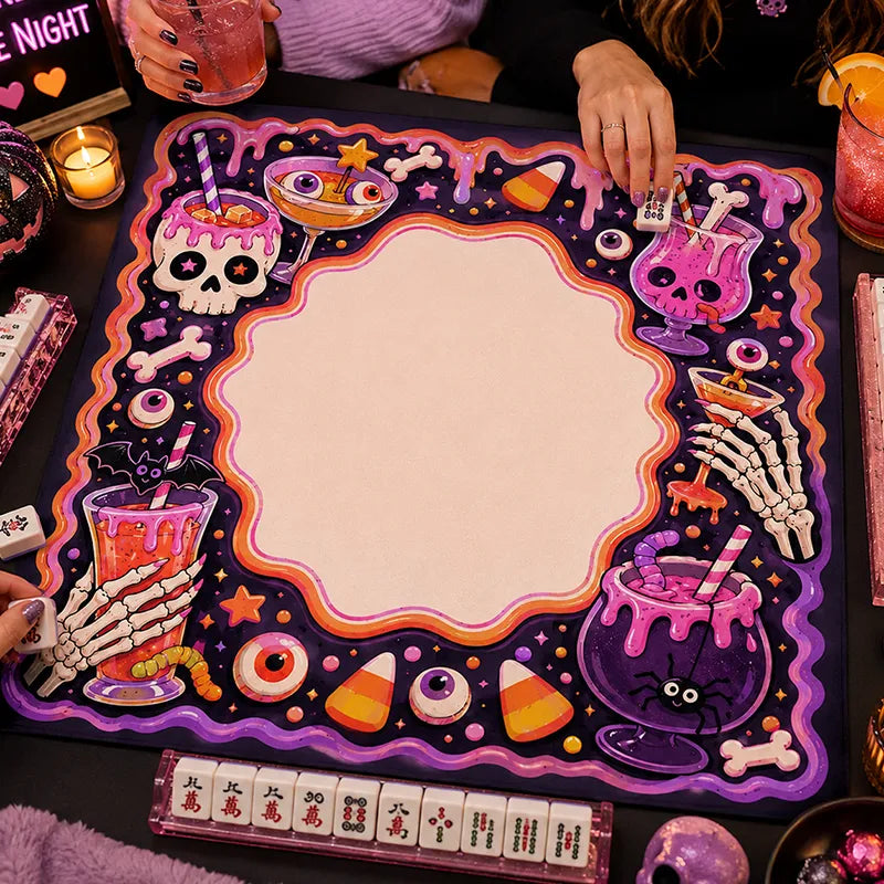 Spooky Skull Cocktail Halloween Mahjong Mat