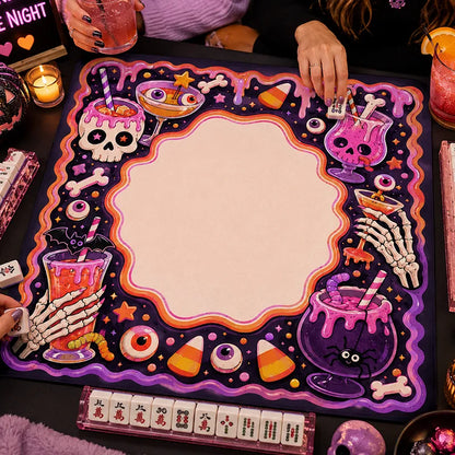 Spooky Skull Cocktail Halloween Mahjong Mat