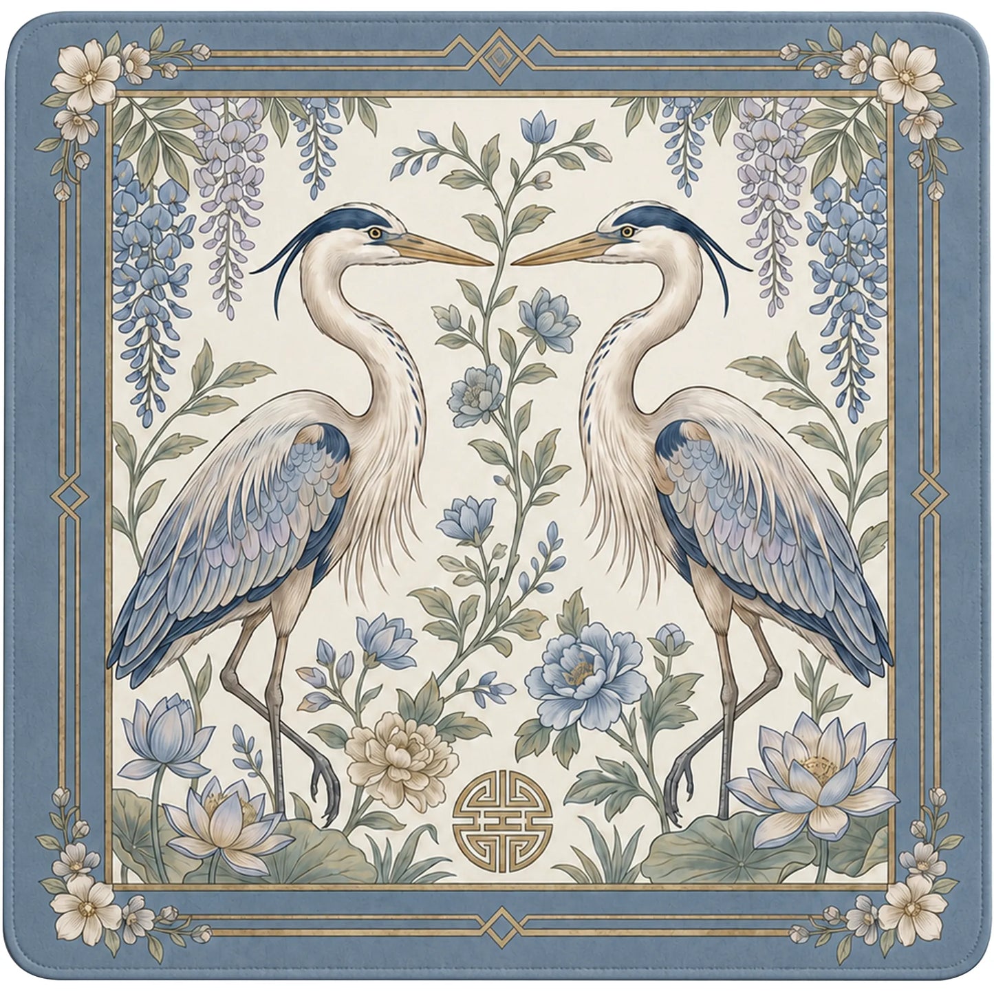 Elegant Blue Heron Mahjong Mat
