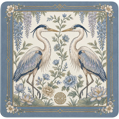 Elegant Blue Heron Mahjong Mat