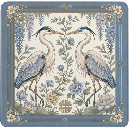 Elegant Blue Heron Mahjong Mat