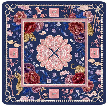 Navy Peony Tiger Mahjong Mat