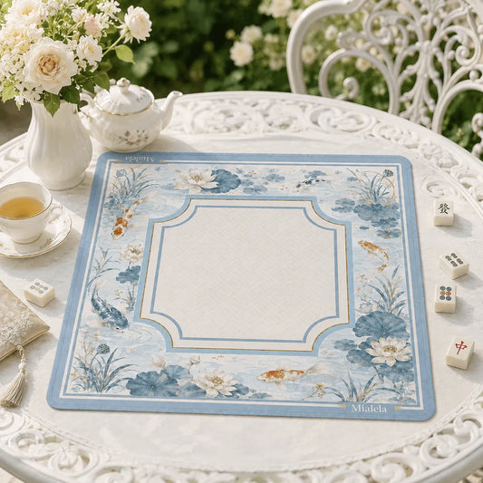 Blue Lotus Koi Mahjong Mat