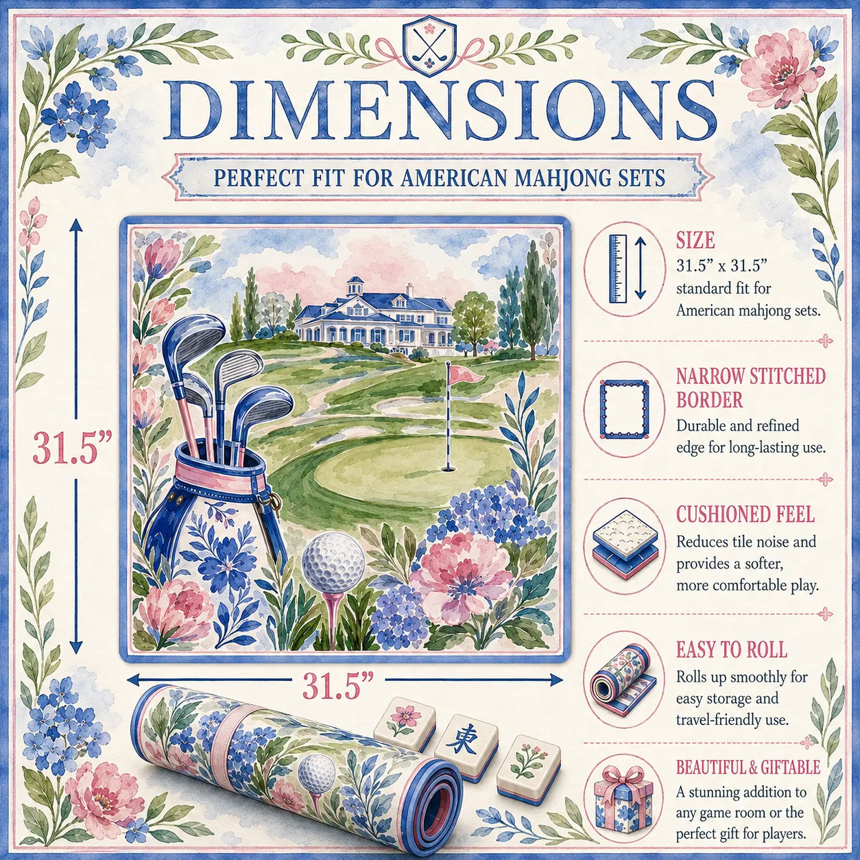 Fairway Garden Golf Mahjong Mat