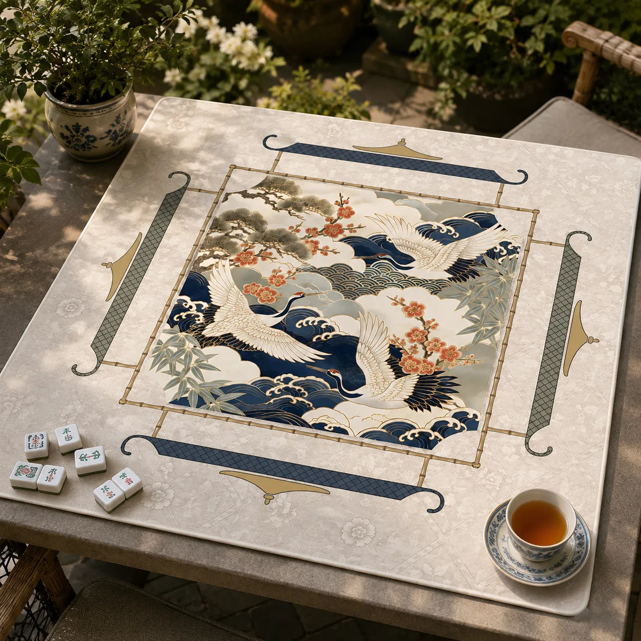 Crane & Plum Blossom Mahjong Mat