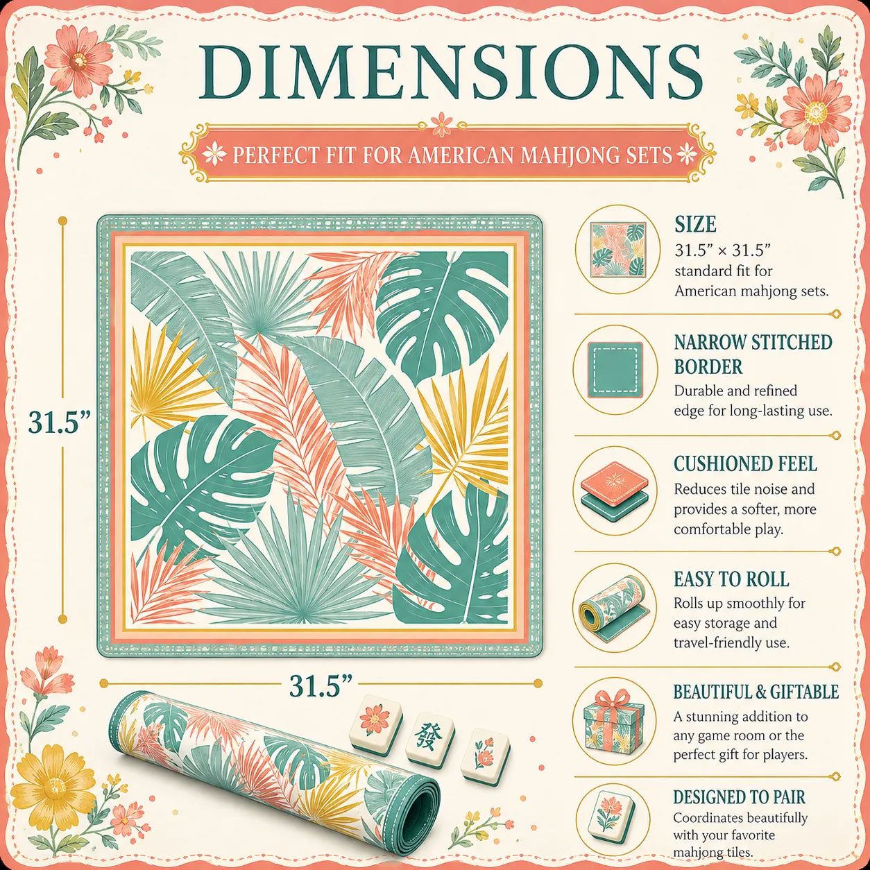 Pastel Tropical Paradise Mahjong Mat
