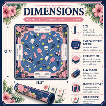 Preppy Pickleball Club Mahjong Mat
