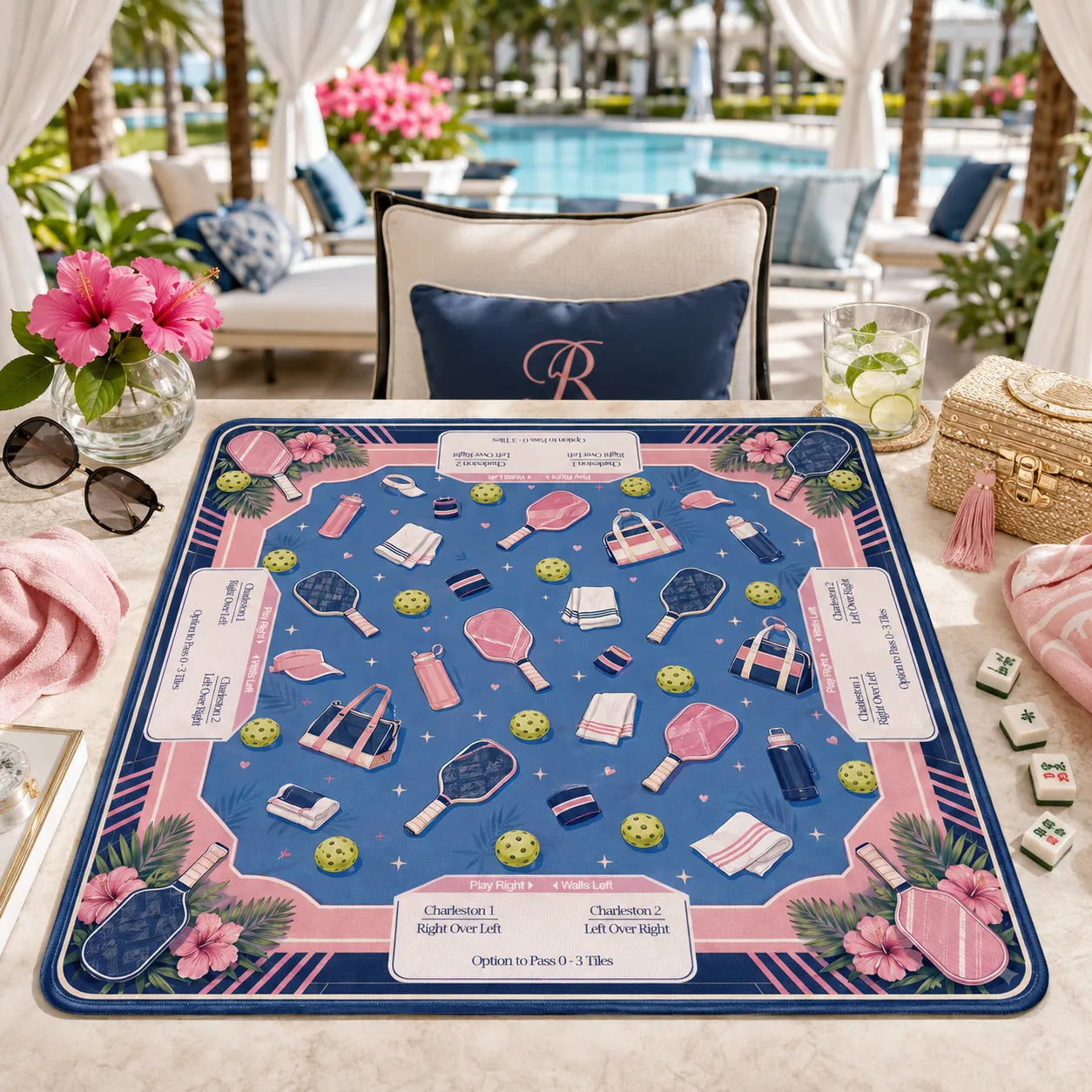 Preppy Pickleball Club Mahjong Mat