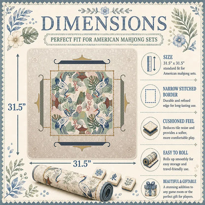 Elegant Crane Garden Mahjong Mat