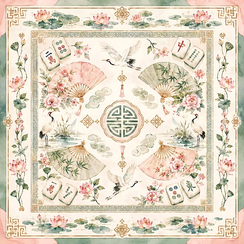Lotus Fan Mahjong Mat